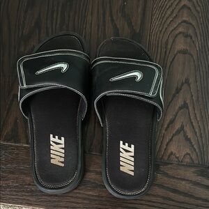 Nike Black Slide Sandals with White Logo